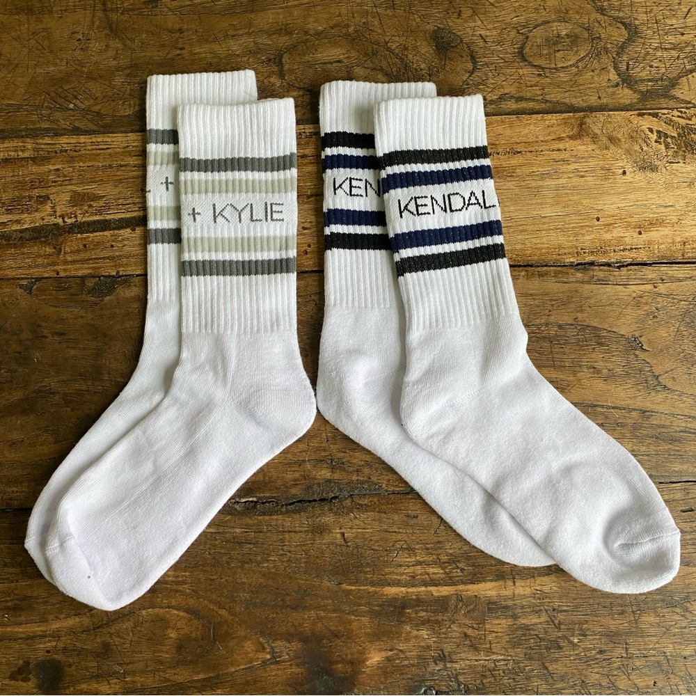 Kendall + Kylie Branded Varsity Stripe Crew Socks Bundle - 2 Pairs